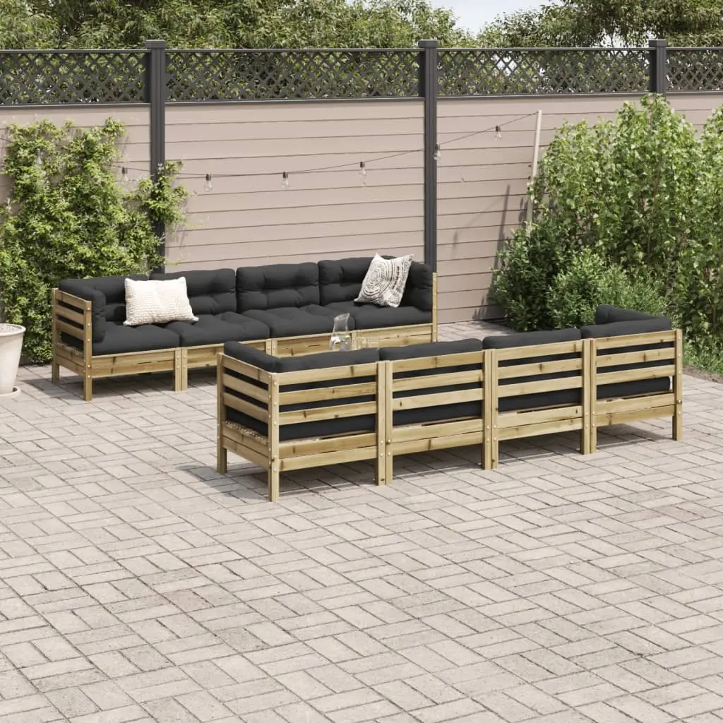 Garden Sofa Set 9 Piece Outdoor Furniture Modular Patio Seating Brown
