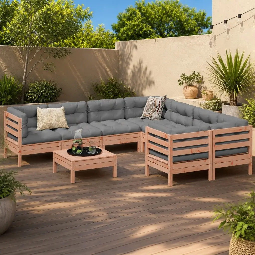 9 Piece Garden Sofa Set Outdoor Furniture Modular Patio Seating Brown