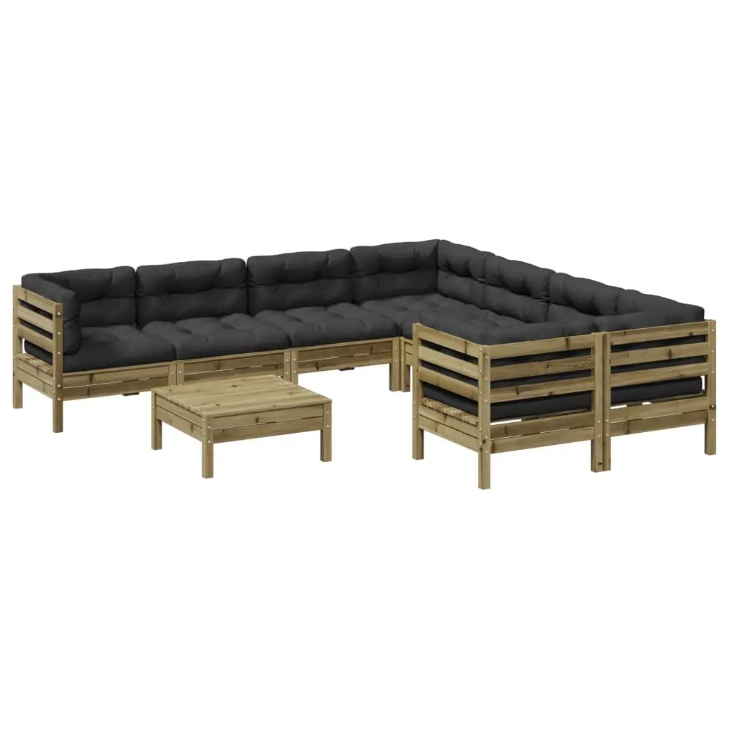 Garden Sofa Set 9 Piece Outdoor Furniture Modular Patio Seating Brown Cushions