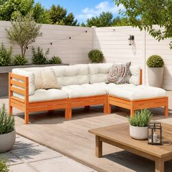Comfortable and Durable 4-Piece Brown Garden Sofa Set