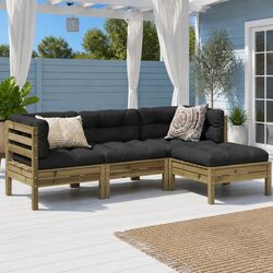 Practical 4 Piece Garden Sofa Set with Thick Cushions