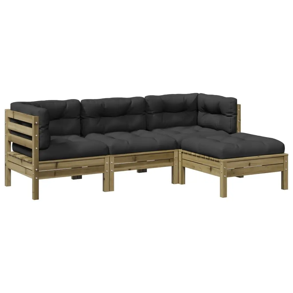4 Piece Garden Sofa Set with Thick Cushions