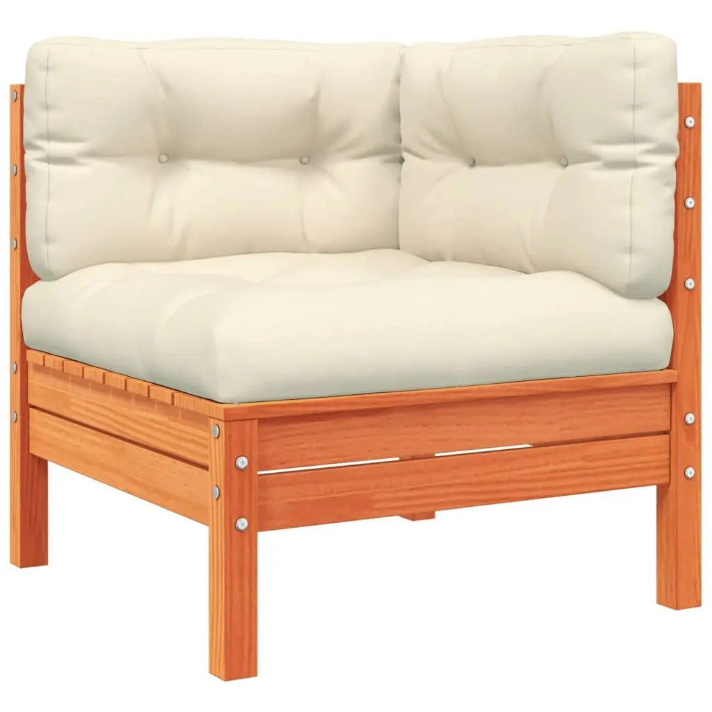 5 Piece Garden Sofa Set Outdoor Furniture Patio Lounge Cushions Wax Brown Solid Pinewood
