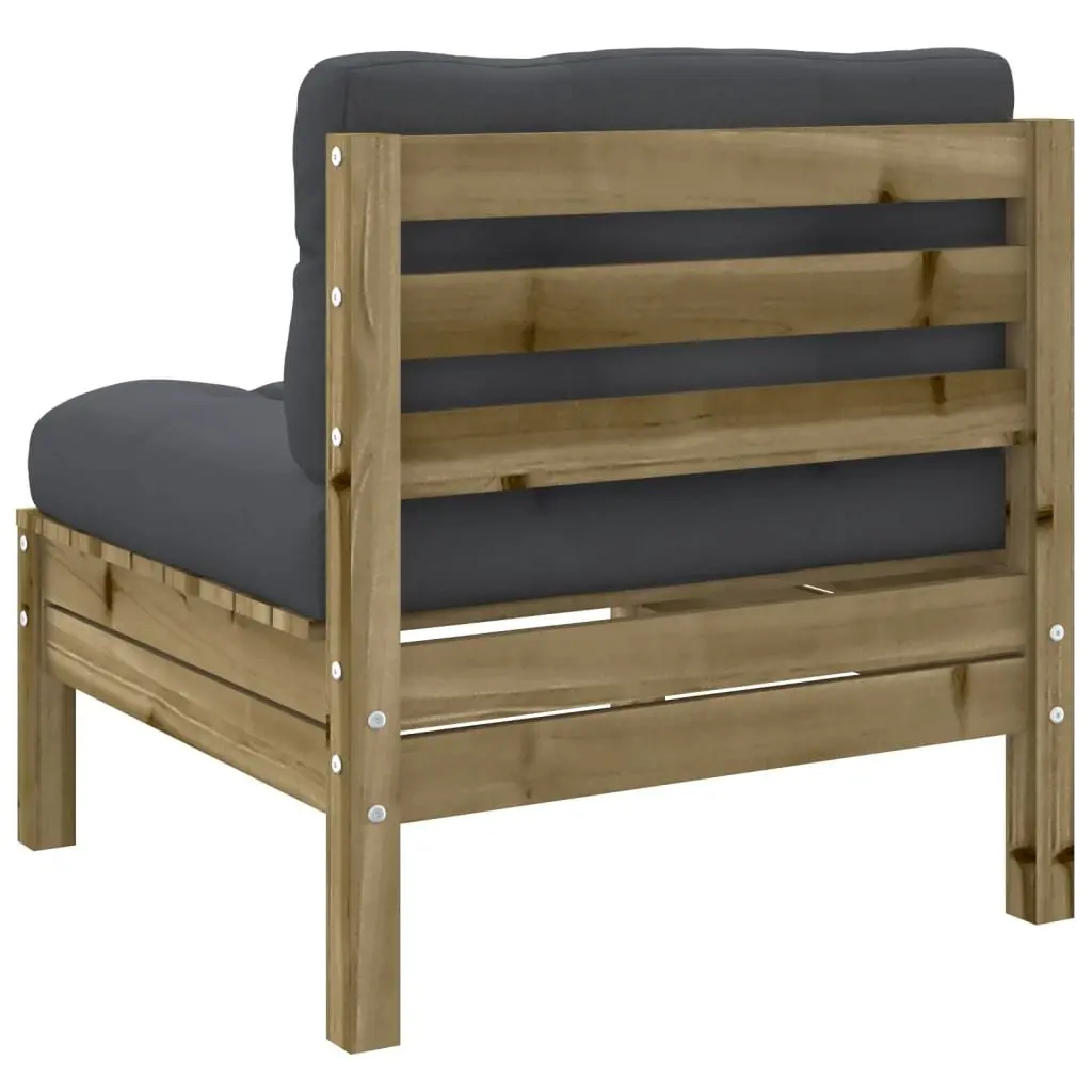 5 Piece Garden Sofa Set with Cushions Impregnated Solid Pinewood Brown