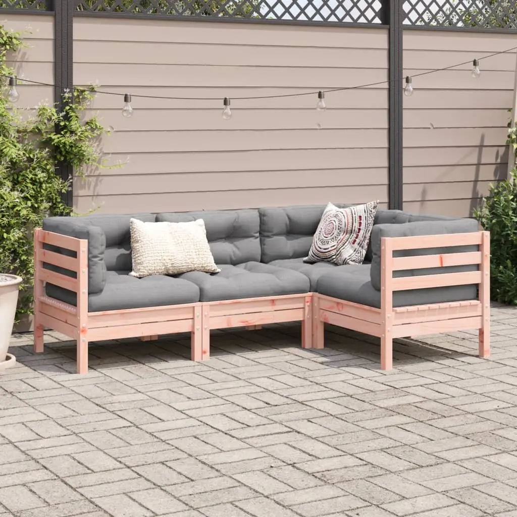 Garden Sofa Set 4 Piece Outdoor Furniture with Cushions Wood Patio Seating