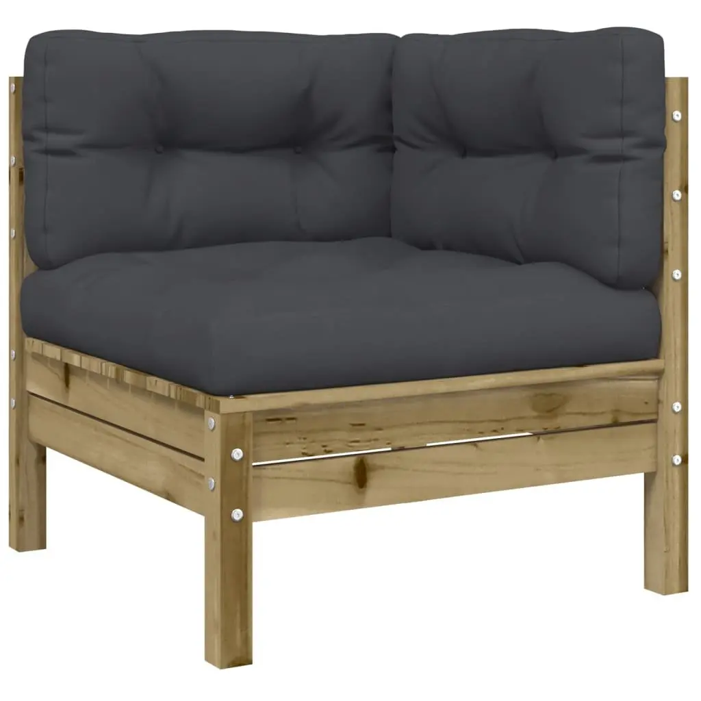 Garden Sofa Set Outdoor Furniture Brown 4 Piece Cushions Impregnated Pinewood