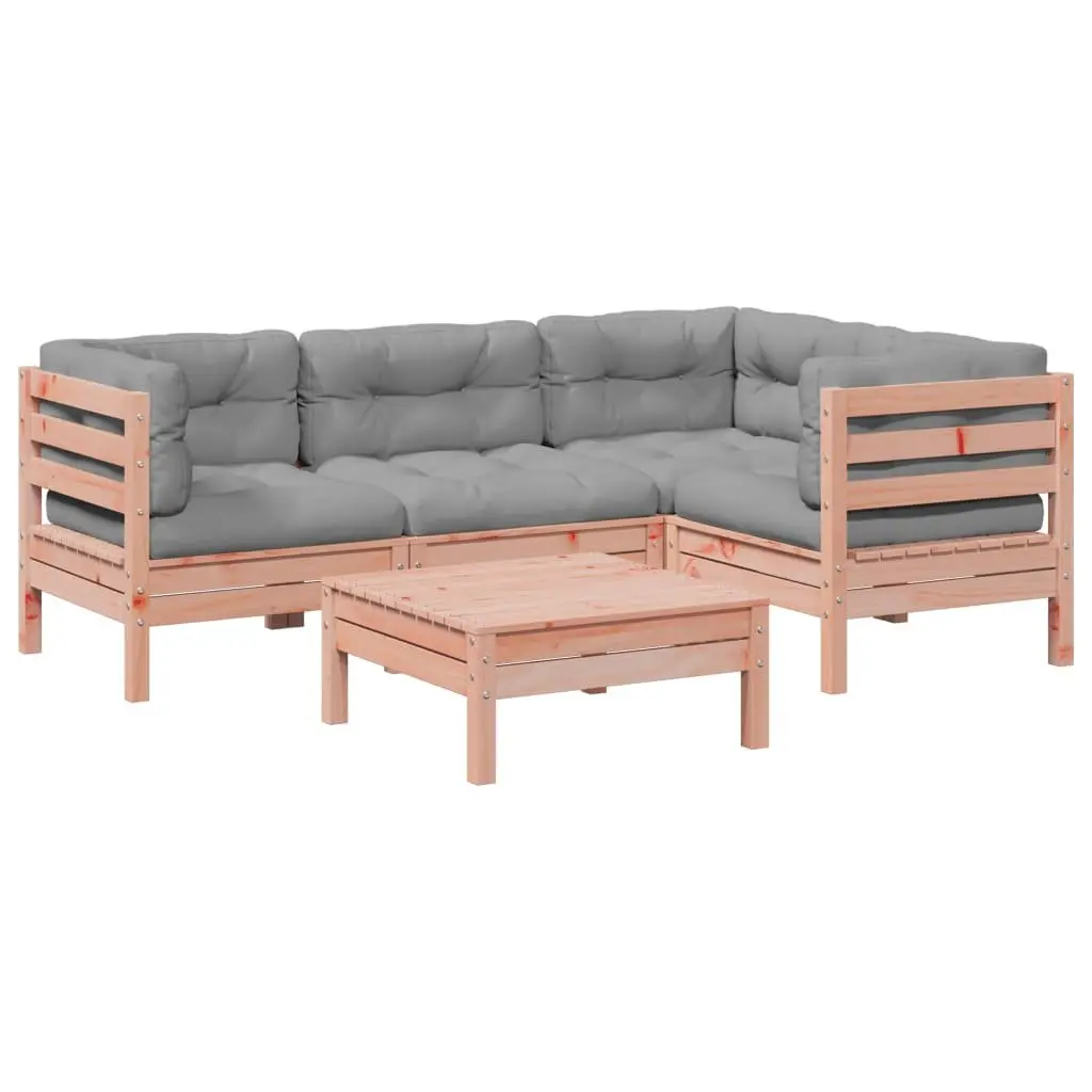 Garden Sofa Set 5 Piece Outdoor Furniture Cushioned Modular Patio Brown