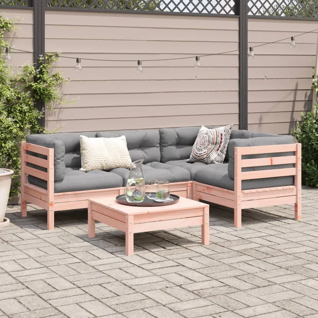 Garden Sofa Set 5 Piece Outdoor Furniture Cushioned Modular Patio Brown