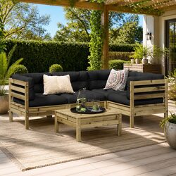 Comfortable 5 Piece Outdoor Sofa Set with Brown Cushions