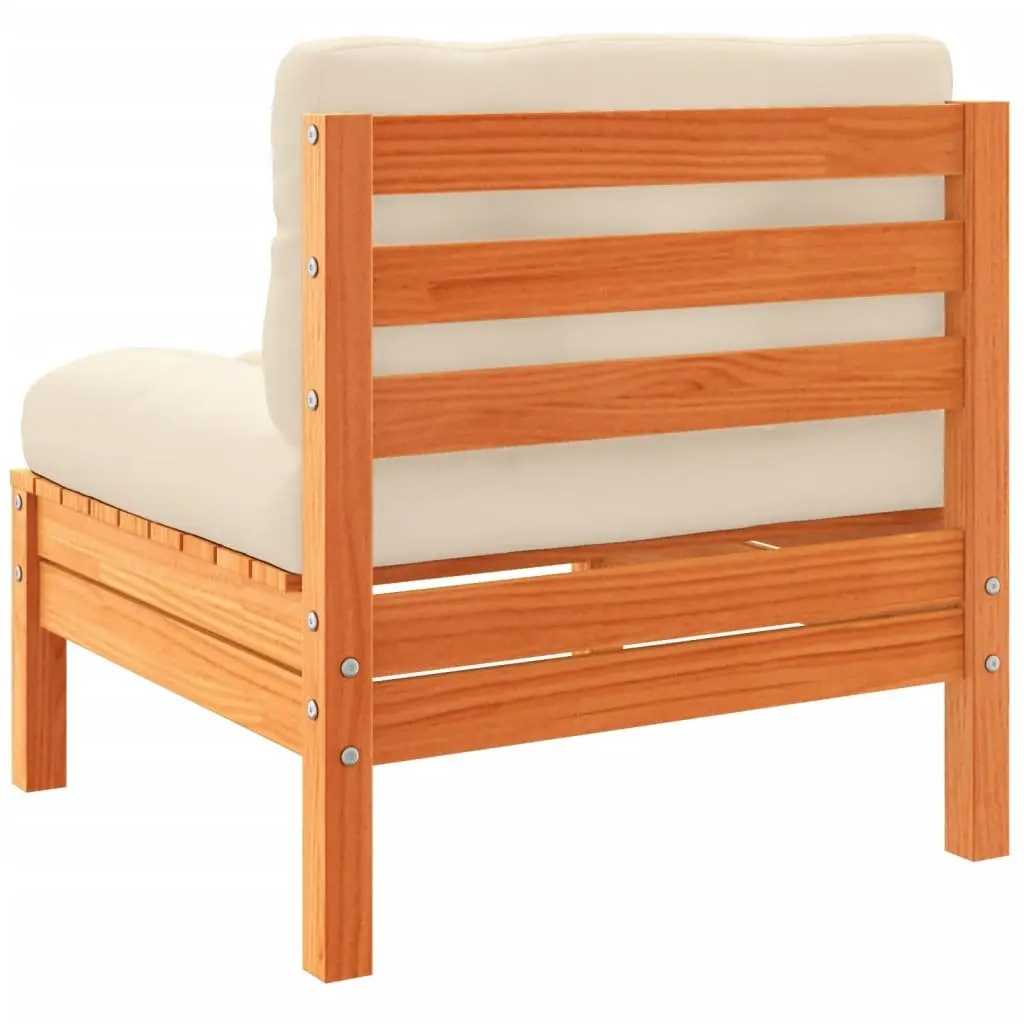 5 Piece Garden Sofa Set Outdoor Furniture with Cushions Brown Solid Wood Pine