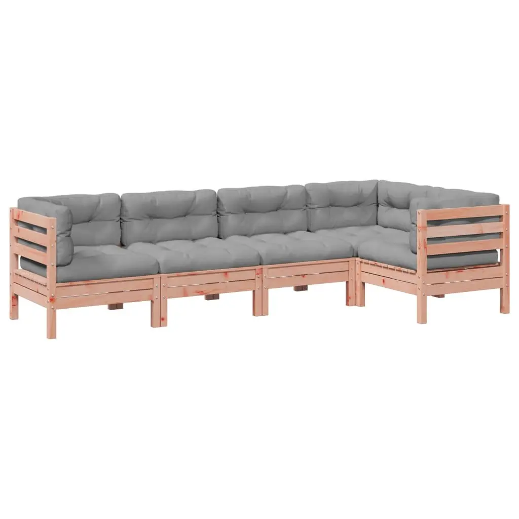 5 Piece Garden Sofa Set Outdoor Furniture Cushions Brown Wood