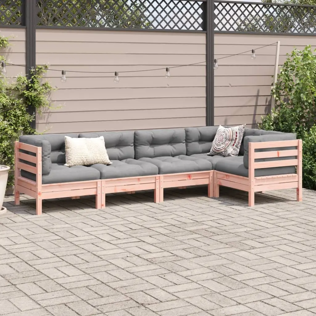 5 Piece Garden Sofa Set Outdoor Furniture Cushions Brown Wood