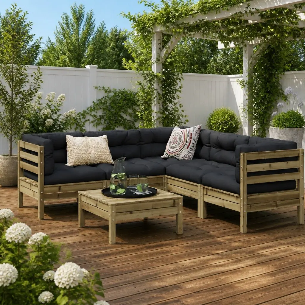 Garden Sofa Set Outdoor Furniture 6 Piece Modular Brown