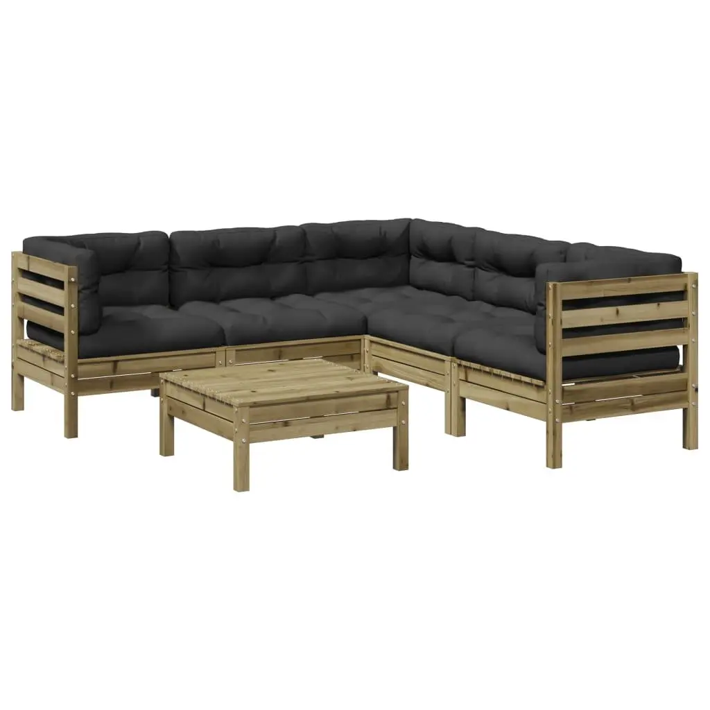 Garden Sofa Set Outdoor Furniture 6 Piece Modular Brown