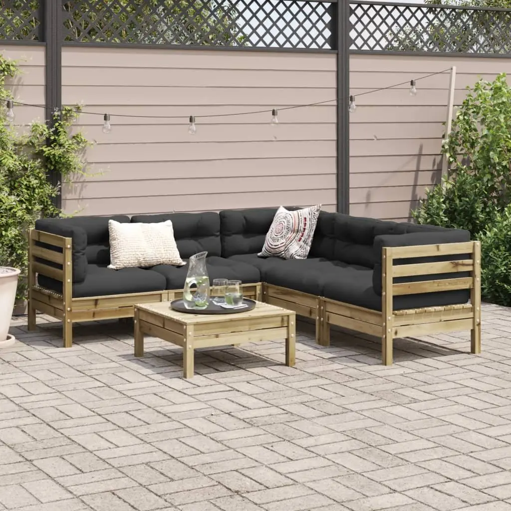 Garden Sofa Set Outdoor Furniture 6 Piece Modular Brown