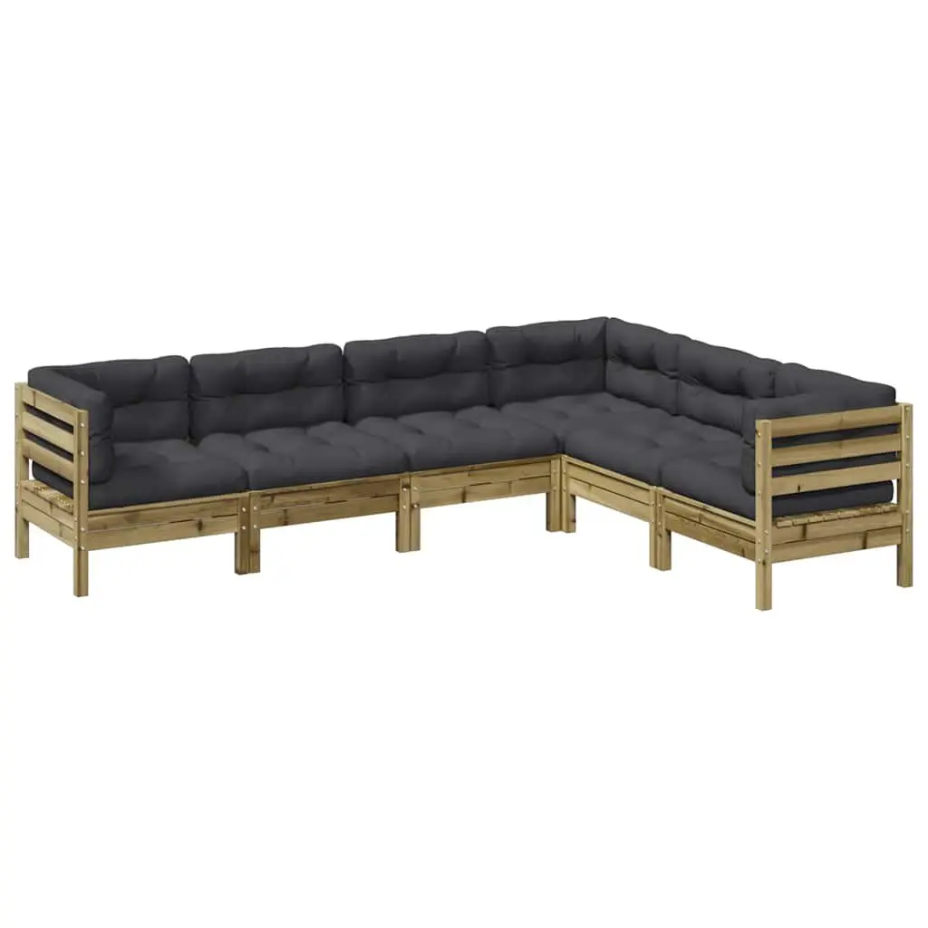 Garden Sofa Set Modular Outdoor Furniture 6 Piece Brown Cushions