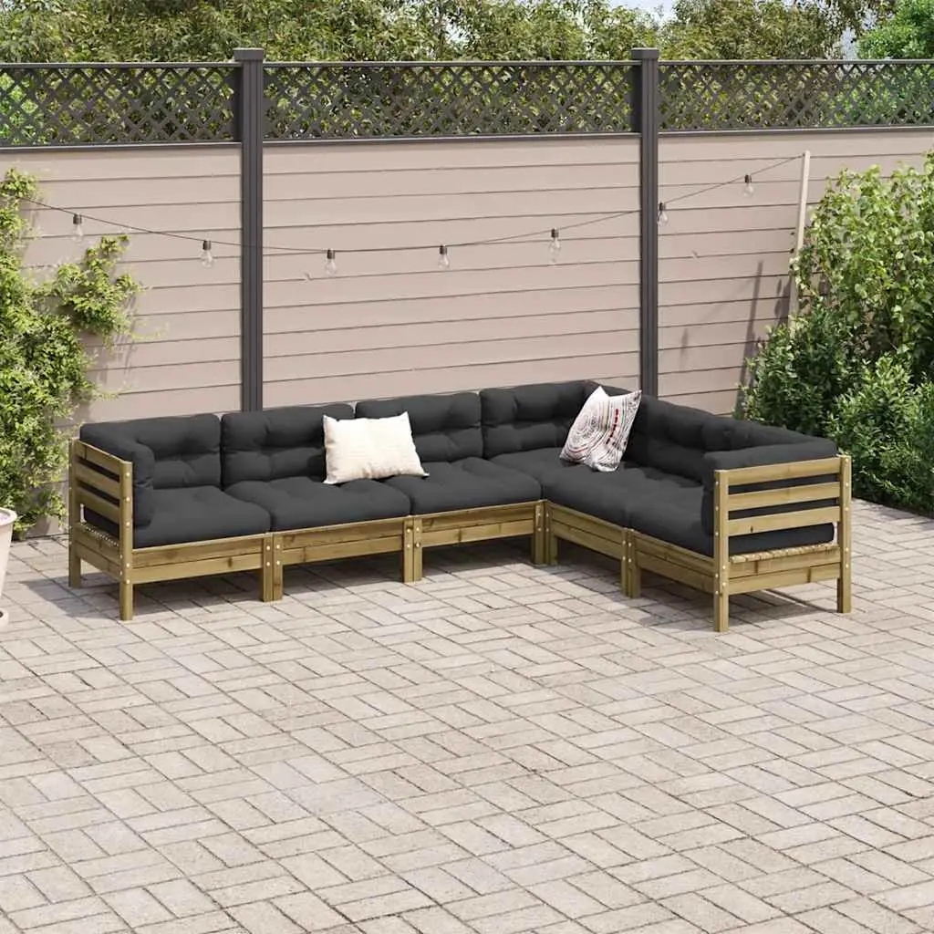 Garden Sofa Set Modular Outdoor Furniture 6 Piece Brown Cushions