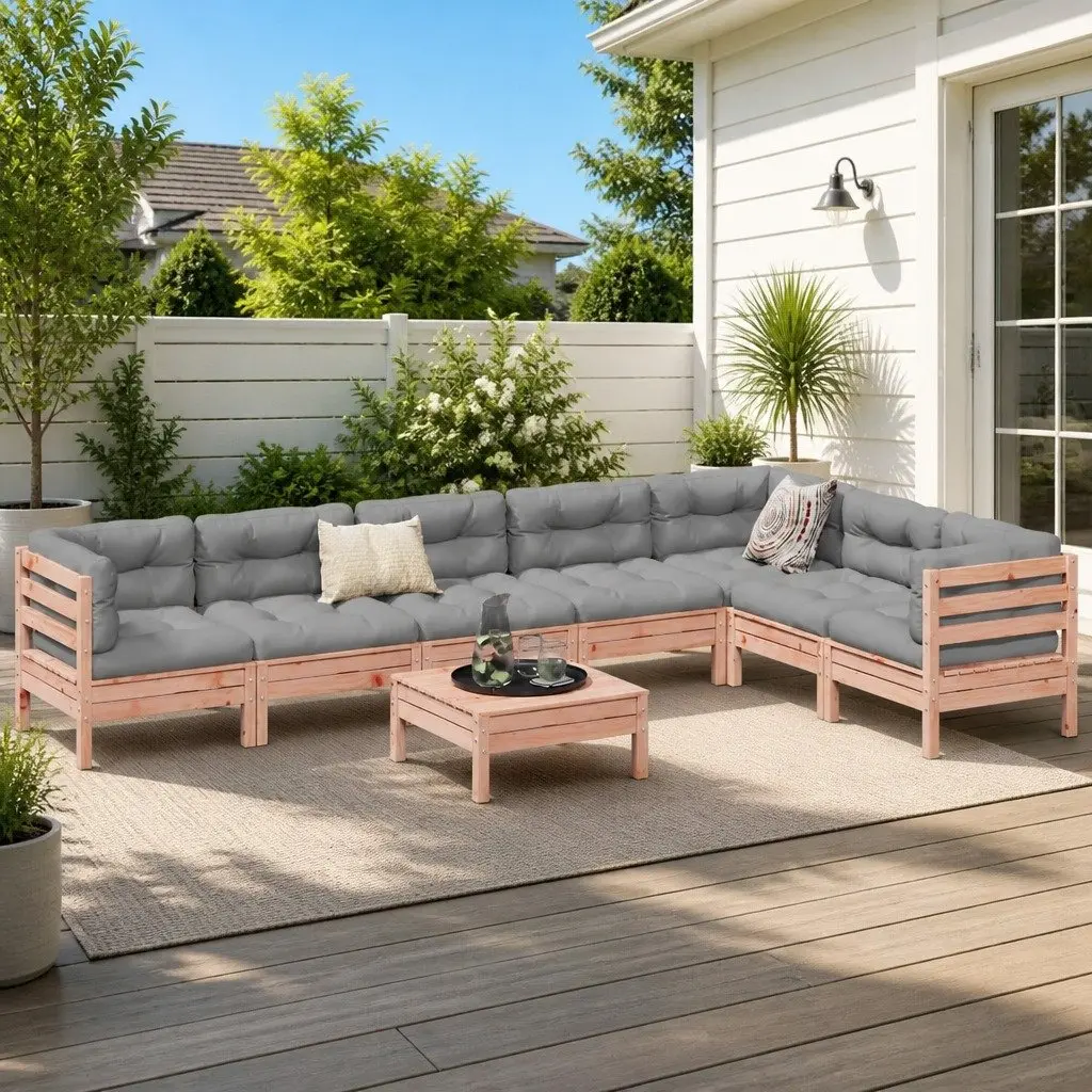 Garden Sofa Set 8 Piece Outdoor Furniture with Cushions Modular Patio Seating