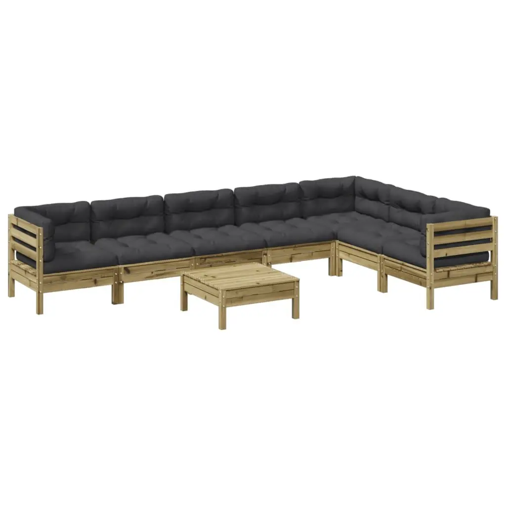 8 Piece Garden Sofa Set with Cushions Outdoor Patio Furniture Brown Modular