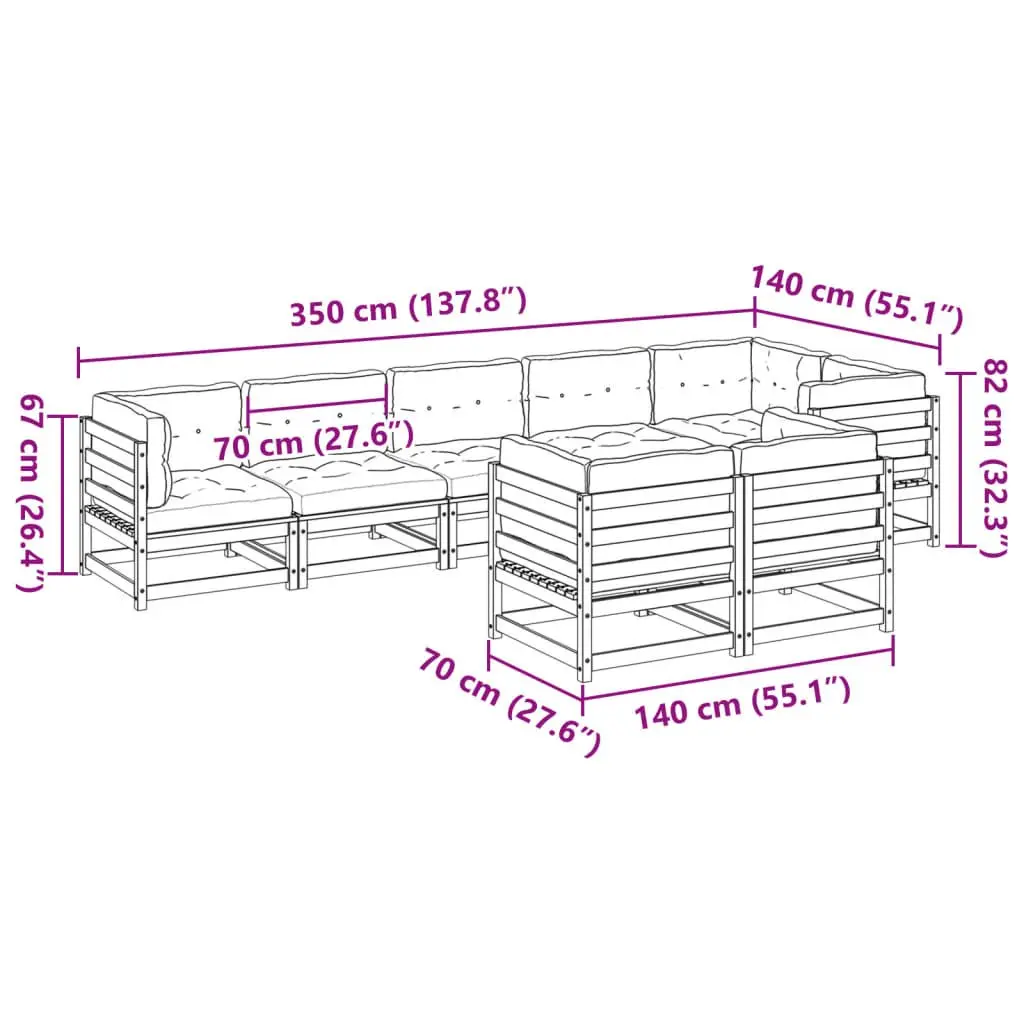 Garden Sofa Set 8 Piece Outdoor Furniture Modular Patio Seating Brown
