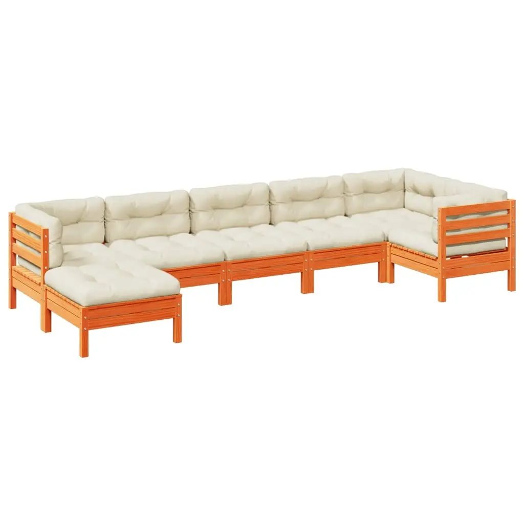 7 Piece Garden Sofa Set Outdoor Patio Furniture Cushions Brown Wood