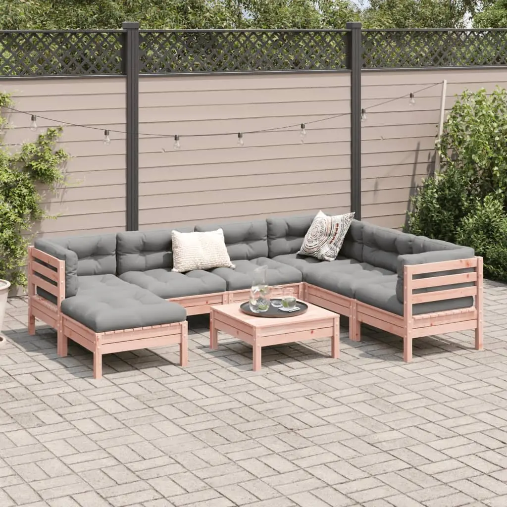 Garden Sofa Set 8 Piece Outdoor Furniture Modular Seating with Cushions Brown