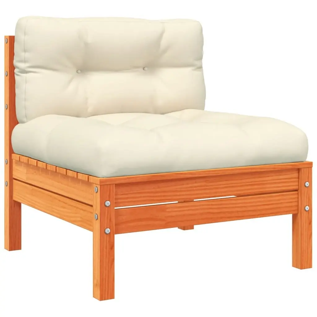 Garden Sofa Set 6 Piece Outdoor Furniture Brown Cushions Solid Wood