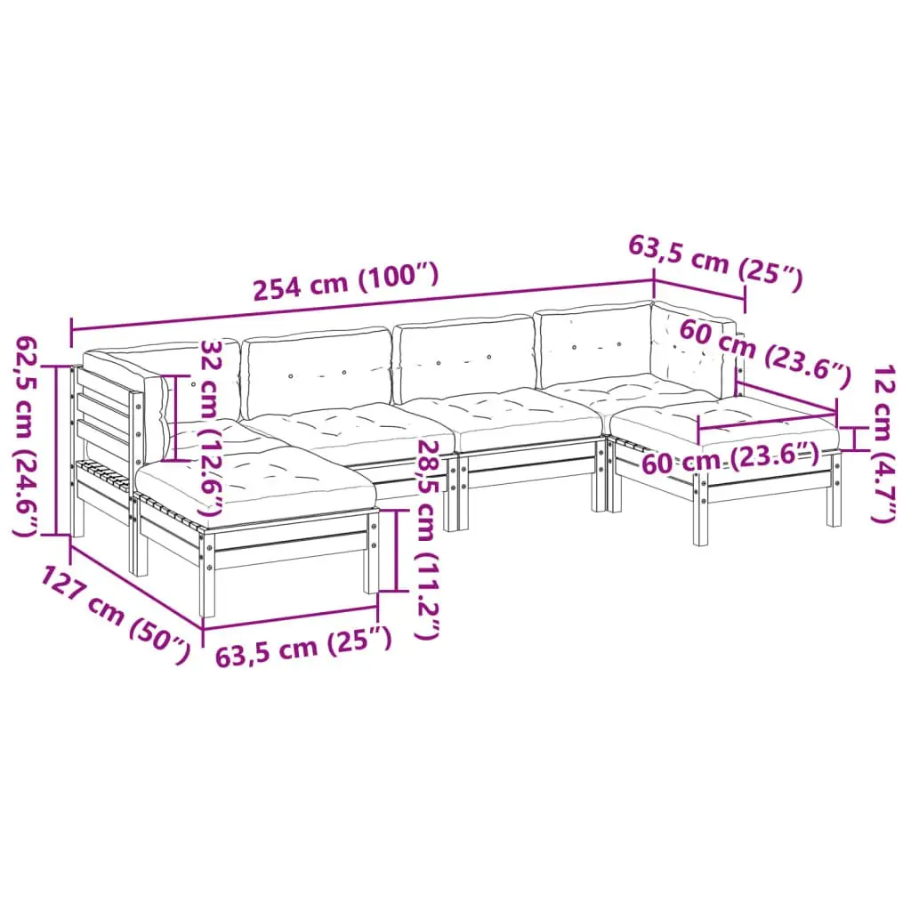 6-Piece Garden Sofa Set with Cushions