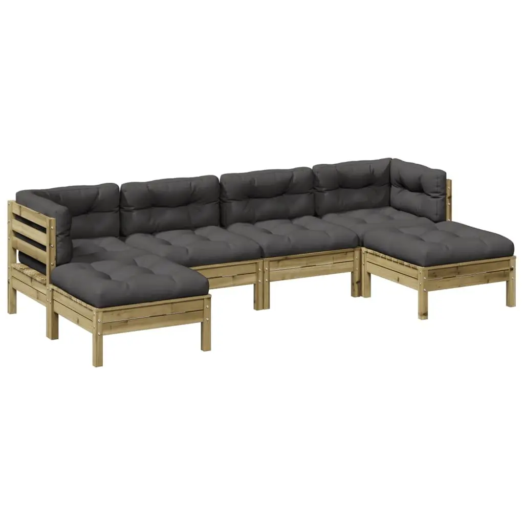 Garden Sofa Set 6 Piece Outdoor Furniture Brown Cushioned Patio Seating Modular