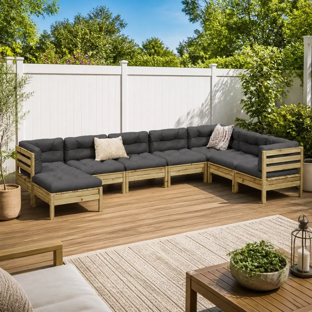 8 Piece Garden Sofa Set with Cushions Outdoor Furniture Brown Patio Seating
