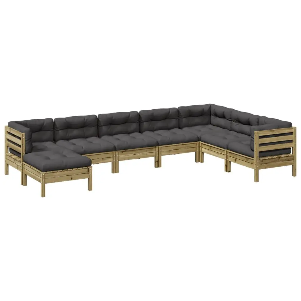 8 Piece Garden Sofa Set with Cushions Outdoor Furniture Brown Patio Seating