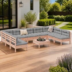 Reliable Outdoor Garden Sofa Set: 10 Pieces with Cushions