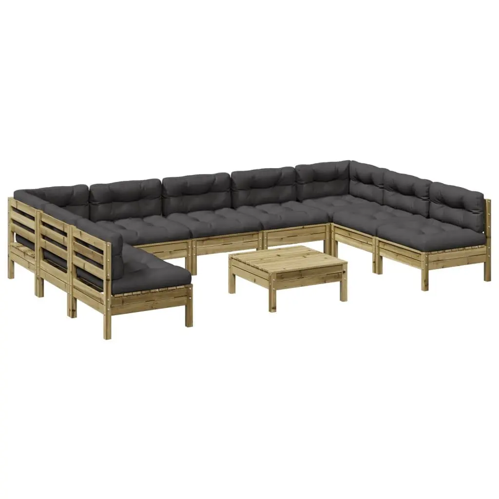 Garden Sofa Set 10 Piece Outdoor Furniture Seating Brown Cushions