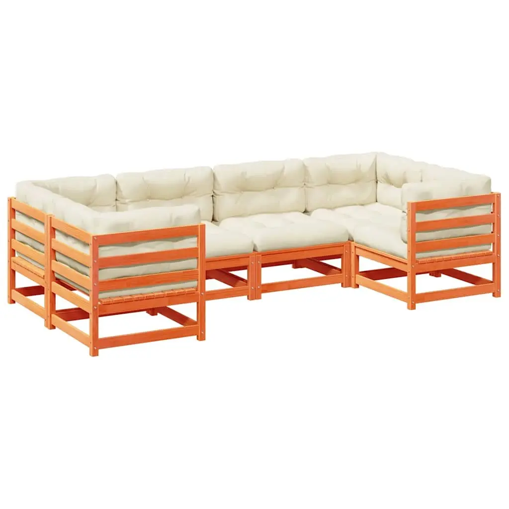 Garden Sofa Set Modular Outdoor Furniture 6 Piece Brown