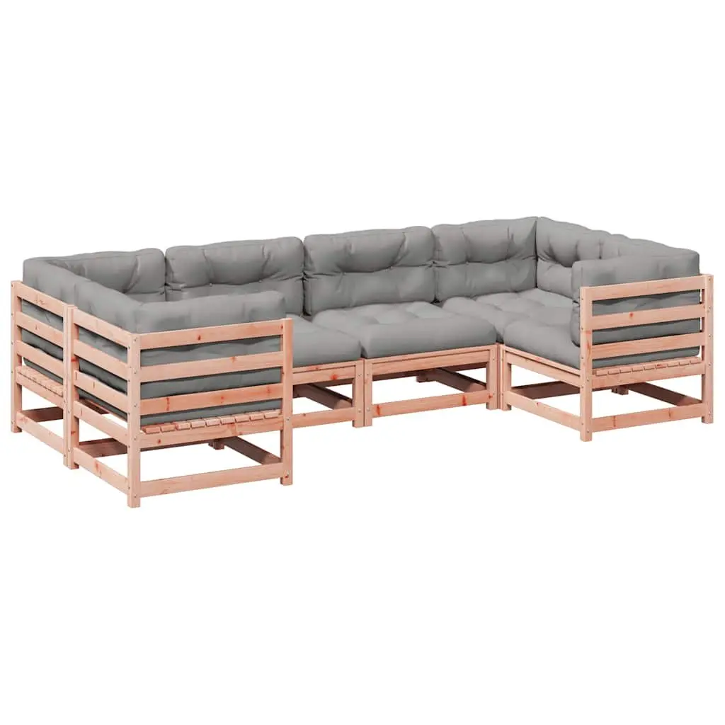 Garden Sofa Set Modular Outdoor Furniture 6 Piece Brown Douglas Fir with Cushions