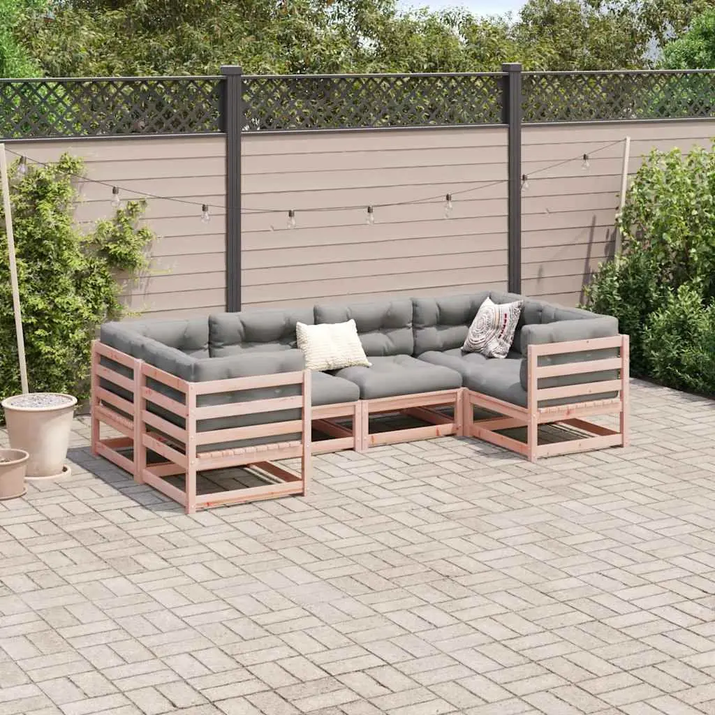 Garden Sofa Set Modular Outdoor Furniture 6 Piece Brown Douglas Fir with Cushions
