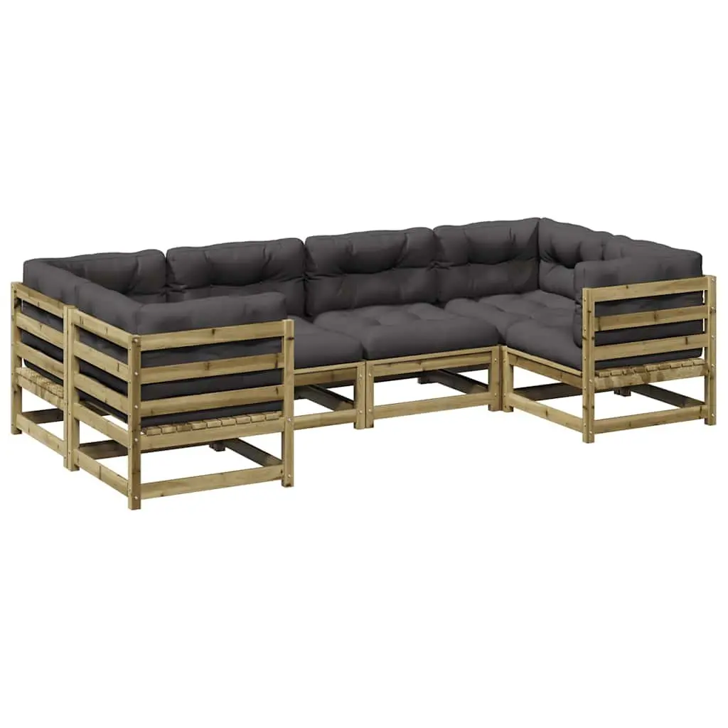 6 Piece Garden Sofa Set Outdoor Furniture Cushions Brown