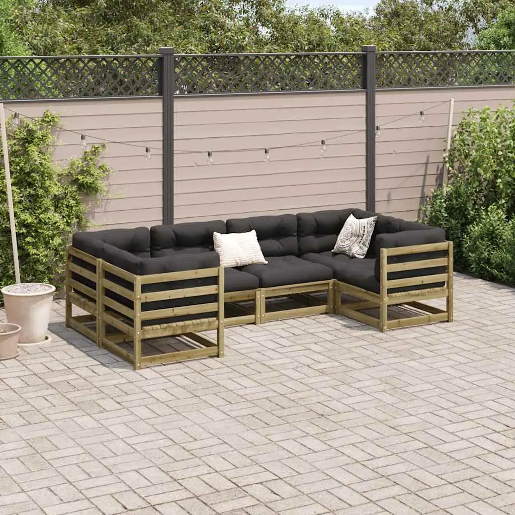 6 Piece Garden Sofa Set Outdoor Furniture Cushions Brown
