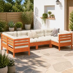 Cozy 6-Piece Garden Sofa Set with Brown Cushions