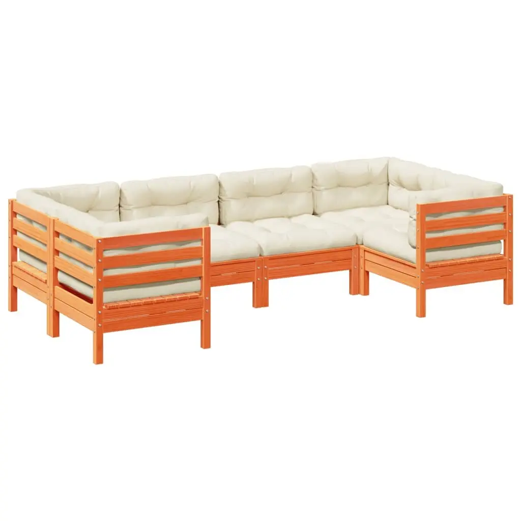 Garden Sofa Set Outdoor Furniture 6 Piece Modular Brown Cushions