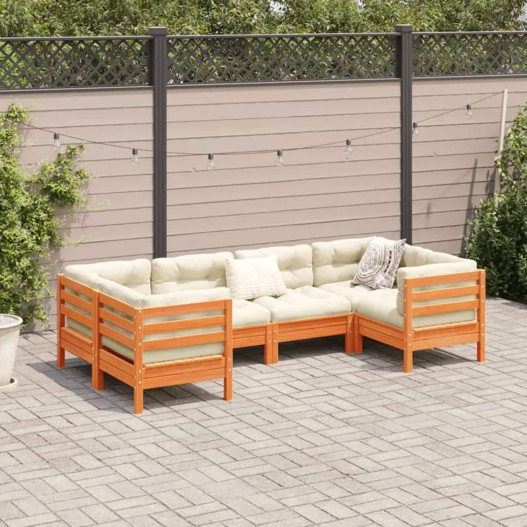 Garden Sofa Set Outdoor Furniture 6 Piece Modular Brown Cushions
