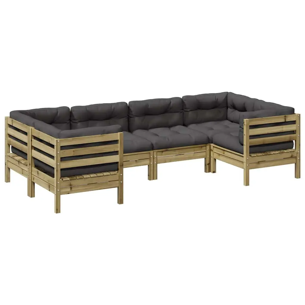 6 Piece Outdoor Sofa Set with Cushions