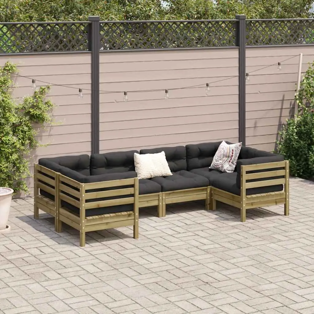 6 Piece Outdoor Sofa Set with Cushions