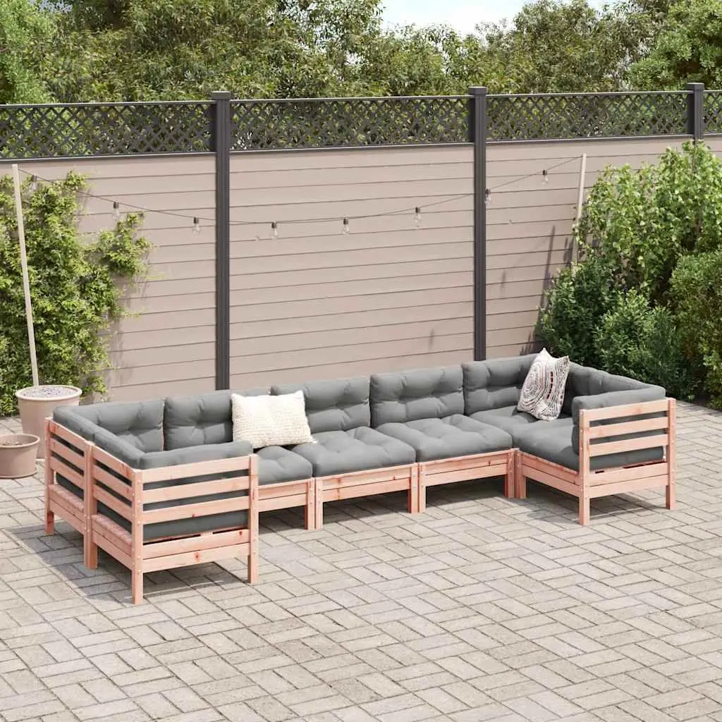 Garden Sofa Set 7 Piece Outdoor Furniture with Cushions Wood Patio Seating