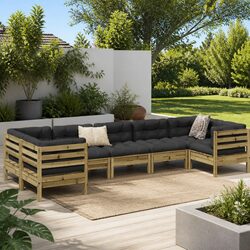 Comfortable 7 Piece Garden Sofa Set with Brown Cushions