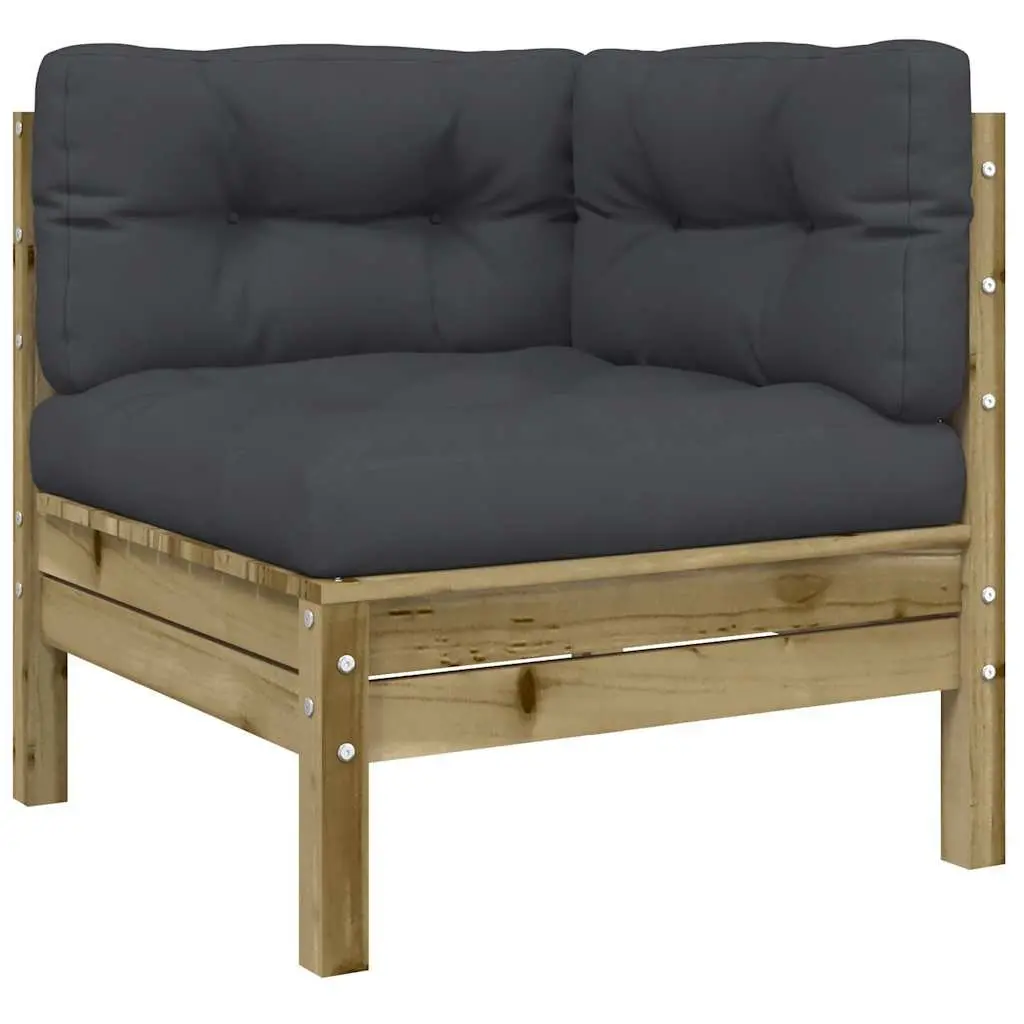 7 Piece Garden Sofa Set Outdoor Seating Pinewood Brown Cushions