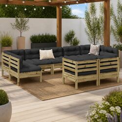 Value 9 Piece Garden Sofa Set with Cushions in Brown