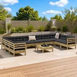 Comfortable 11 Piece Brown Garden Sofa Set