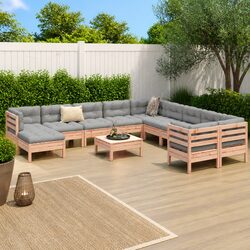 Comfortable 12 Piece Garden Sofa Set with Brown Cushions