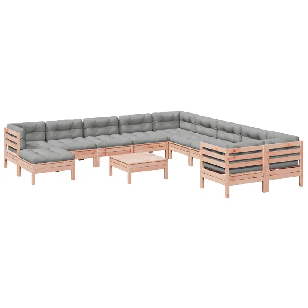 Garden Sofa Set Modular Outdoor Furniture 12 Piece Brown Douglas Fir with Cushions